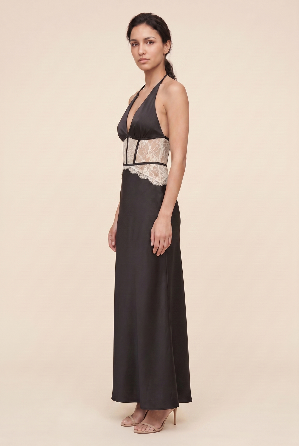LUMEN | LACE MAXI DRESS - Black Cream
