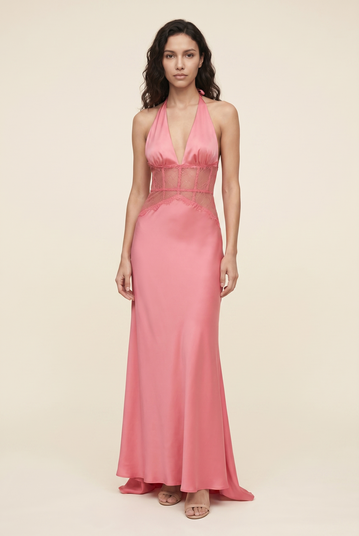 LUMEN | LACE MAXI DRESS - Coral Pink