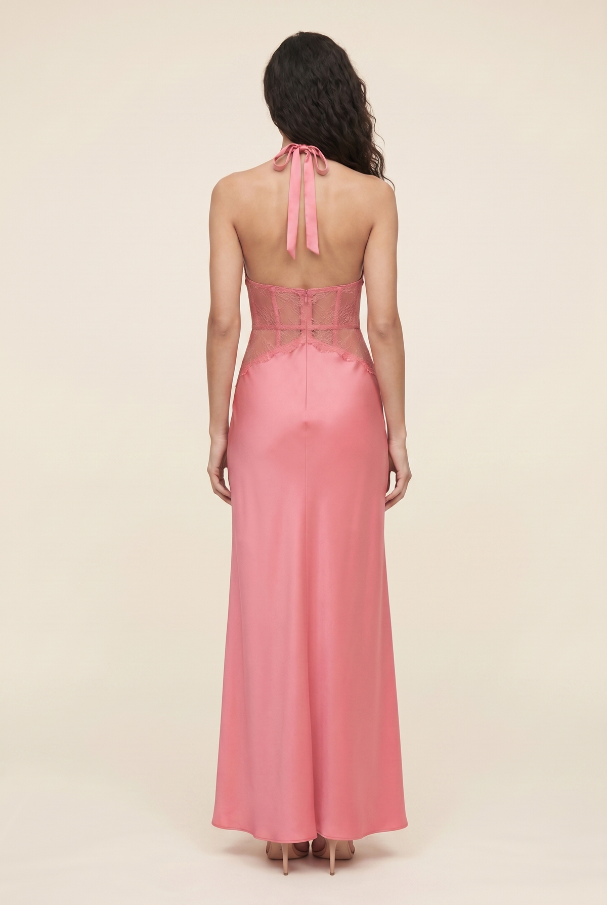 LUMEN | LACE MAXI DRESS - Coral Pink