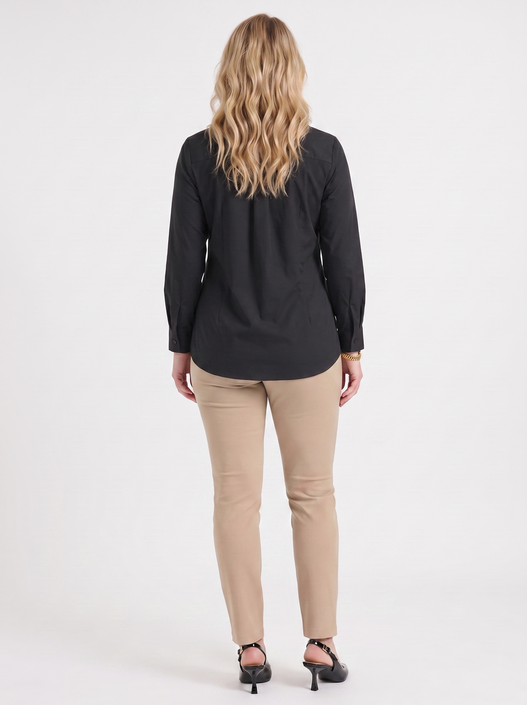 LYDIE | TIE FRONT BUTTON UP BLOUSE - Black