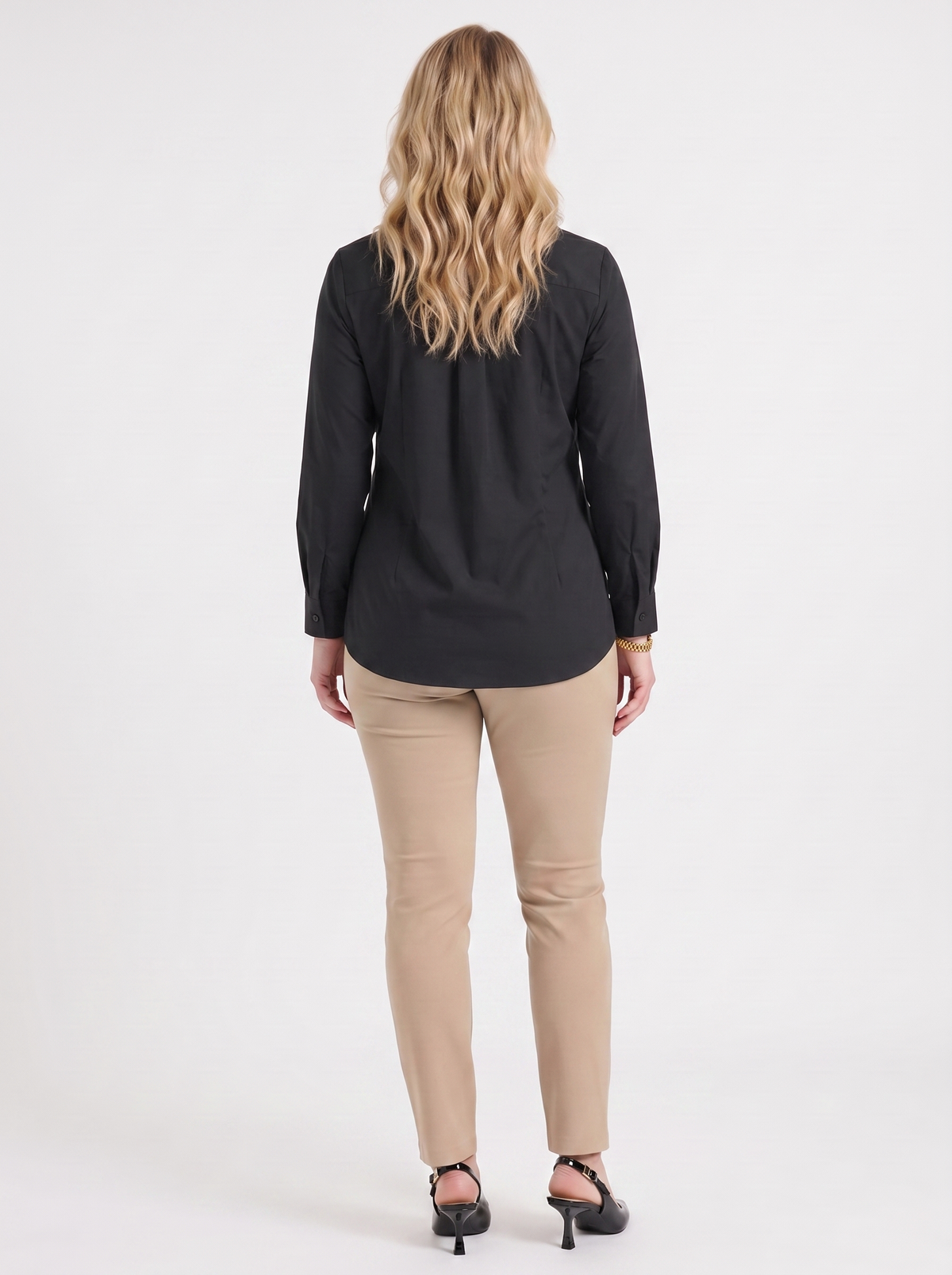LYDIE | TIE FRONT BUTTON UP BLOUSE - Black