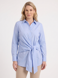 LYDIE | TIE FRONT BUTTON UP BLOUSE - Light Blue