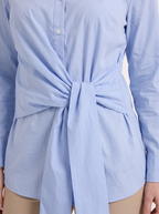 LYDIE | TIE FRONT BUTTON UP BLOUSE - Light Blue