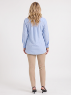 LYDIE | TIE FRONT BUTTON UP BLOUSE - Light Blue