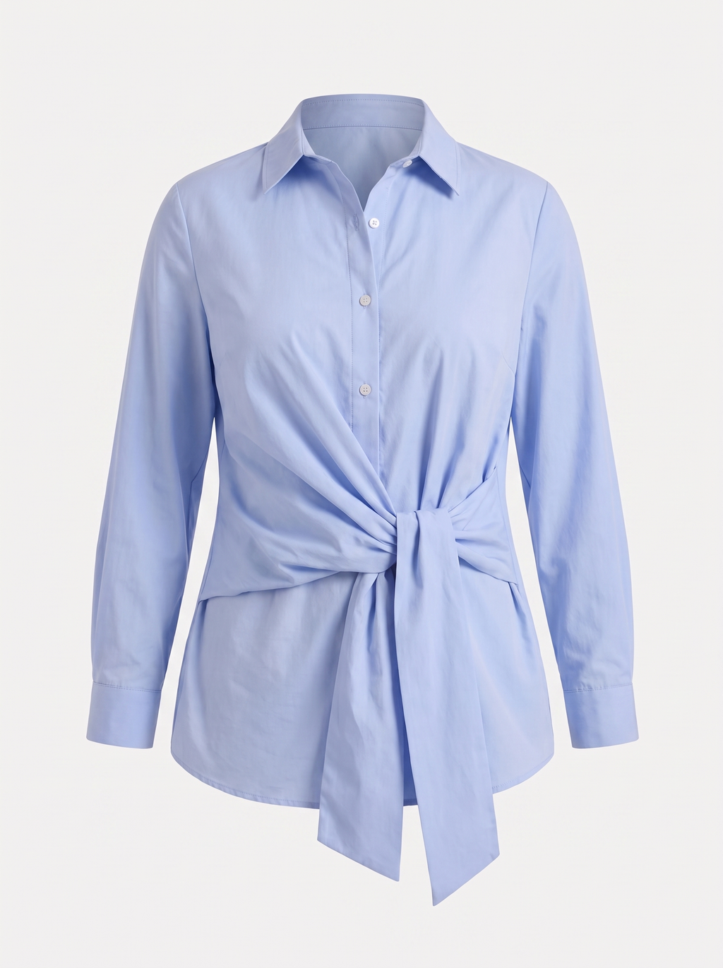 LYDIE | TIE FRONT BUTTON UP BLOUSE - Light Blue