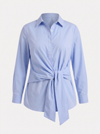 LYDIE | TIE FRONT BUTTON UP BLOUSE - Light Blue