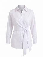 LYDIE | TIE FRONT BUTTON UP BLOUSE - White