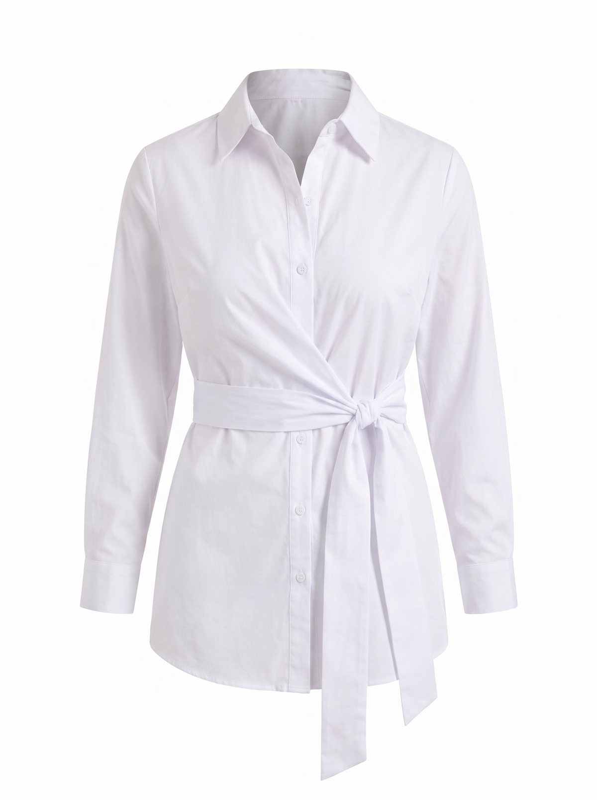 LYDIE | TIE FRONT BUTTON UP BLOUSE - White