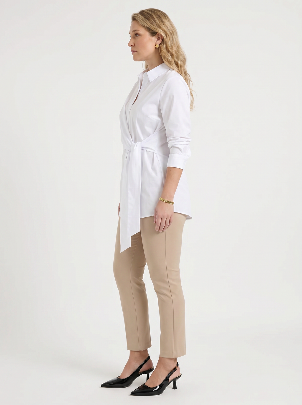 LYDIE | TIE FRONT BUTTON UP BLOUSE - White