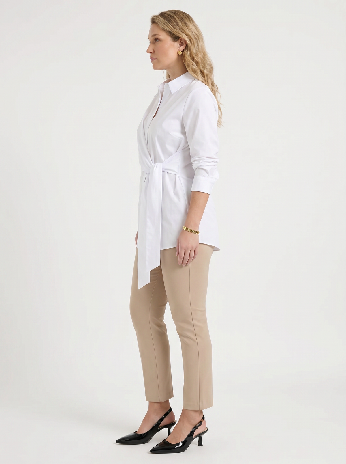 LYDIE | TIE FRONT BUTTON UP BLOUSE - White