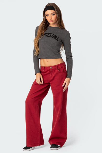 LYSANDRA | WIDE LEG JEANS - Red