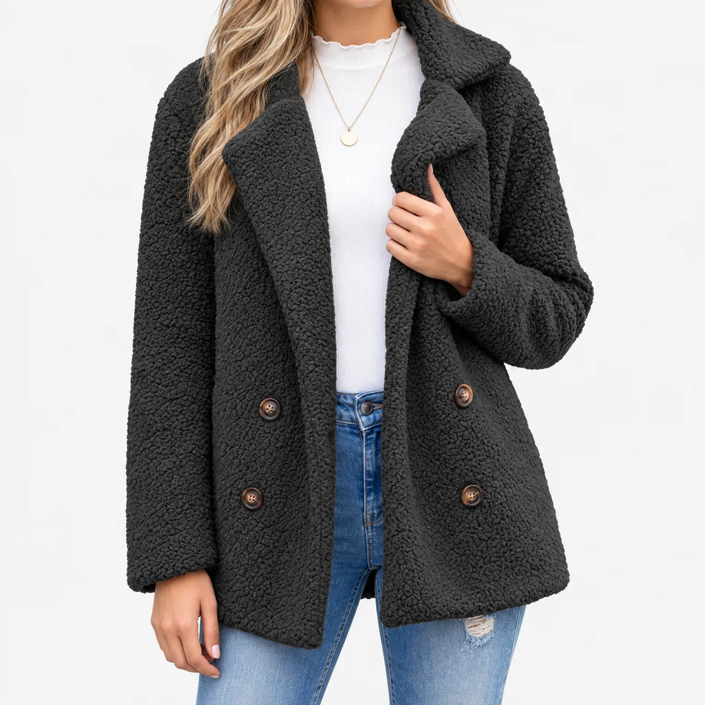 MABRY | TEDDY DOUBLE BREASTED COAT - Black