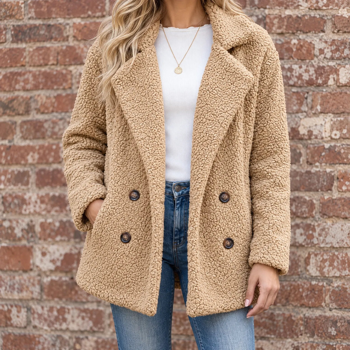 MABRY | TEDDY DOUBLE BREASTED COAT - Camel