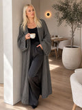 MADELYN | LONGLINE WOOL KNIT CARDIGAN - Charcoal Gray