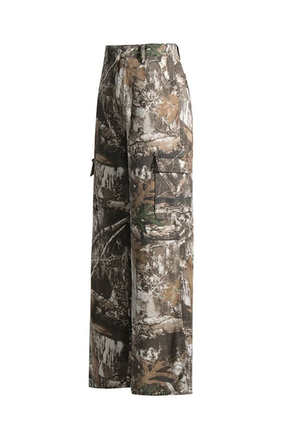 Back view of camo cargo pants showing multiple pocket details