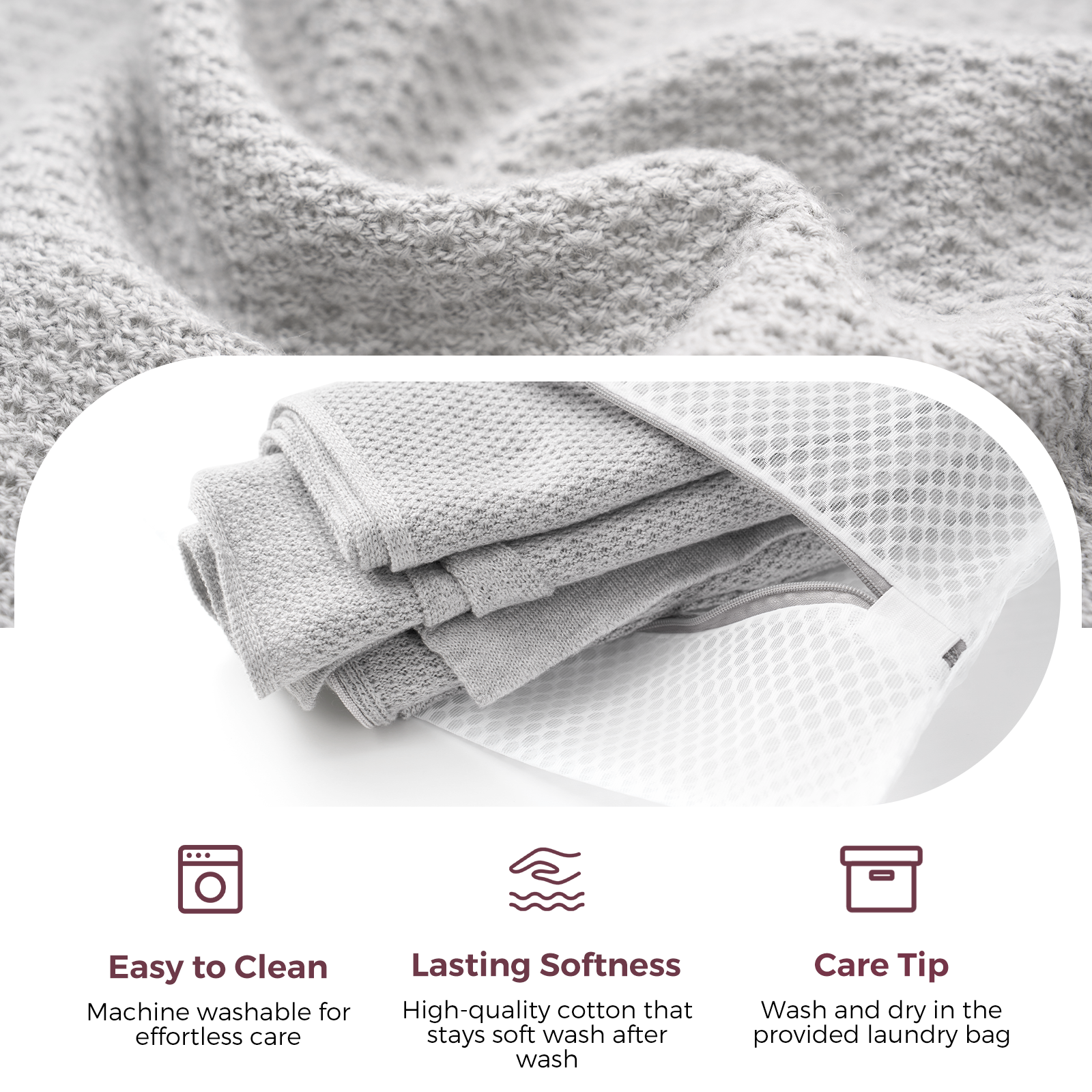 Folded gray cotton nursing cover with mesh knit texture and breathable fabric