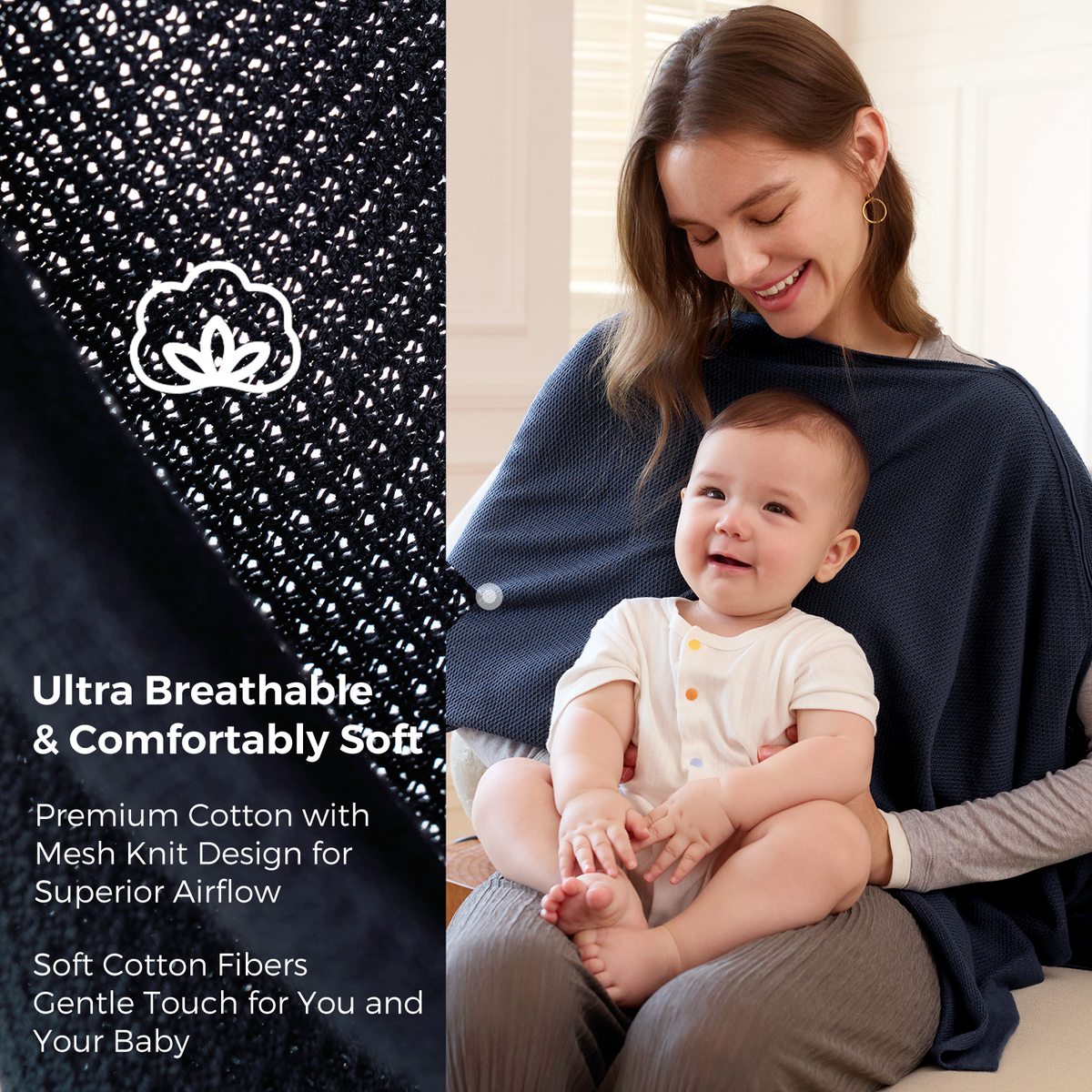 MAE | NURSING COVER - Navy, close up
