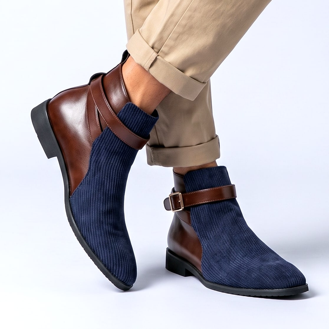 MAGNUS | CORDUROY BUCKLE ANKLE BOOTS