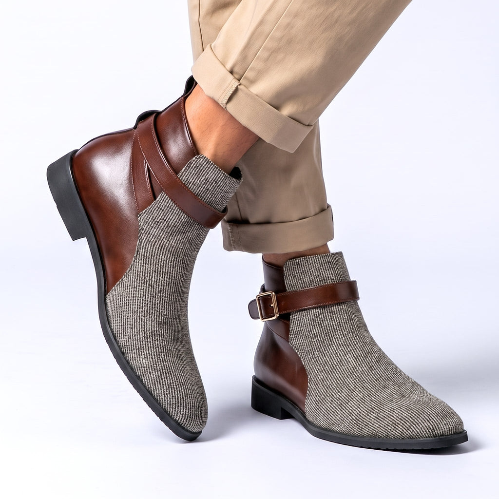 MAGNUS | CORDUROY BUCKLE ANKLE BOOTS