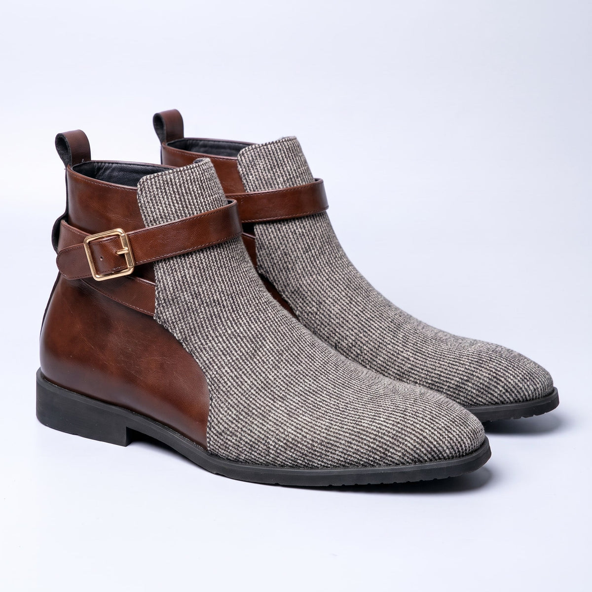 MAGNUS | CORDUROY BUCKLE ANKLE BOOTS - Gray