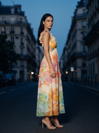 MALIN | RUFFLE STRAP FLORAL MAXI DRESS - Ivory Floral