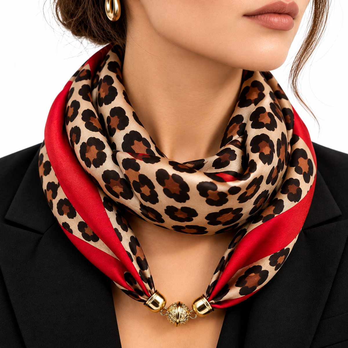 MANON | LEOPARD PRINT SCARF TOPPER - Red