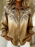 MARCELLE | FLORAL OMBRE BUTTON DOWN SHIRT - Tan Floral
