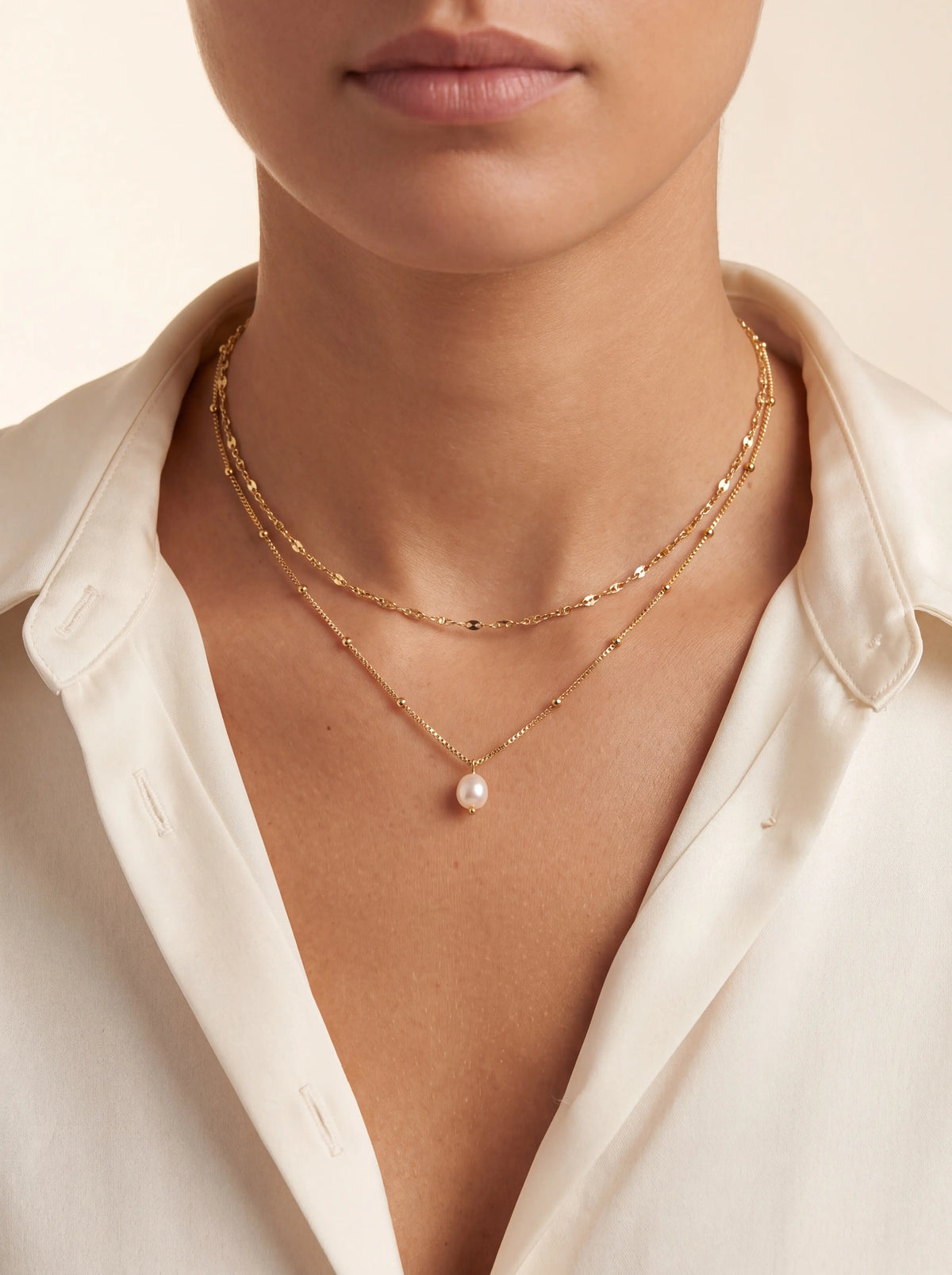 MARISELA | GOLD LAYERED PEARL NECKLACE - Gold