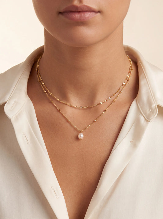 MARISELA | GOLD LAYERED PEARL NECKLACE - Gold