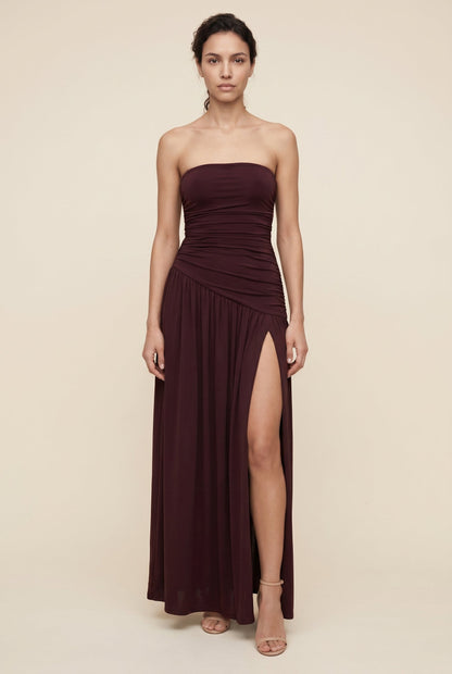 MATHILDE | STRAPLESS MAXI DRESS - Burgundy