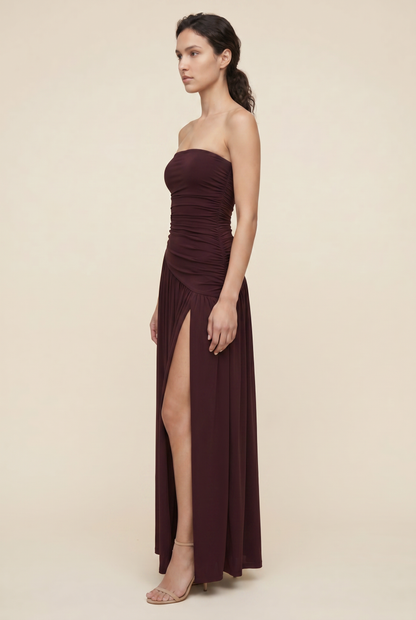 MATHILDE | STRAPLESS MAXI DRESS - Burgundy
