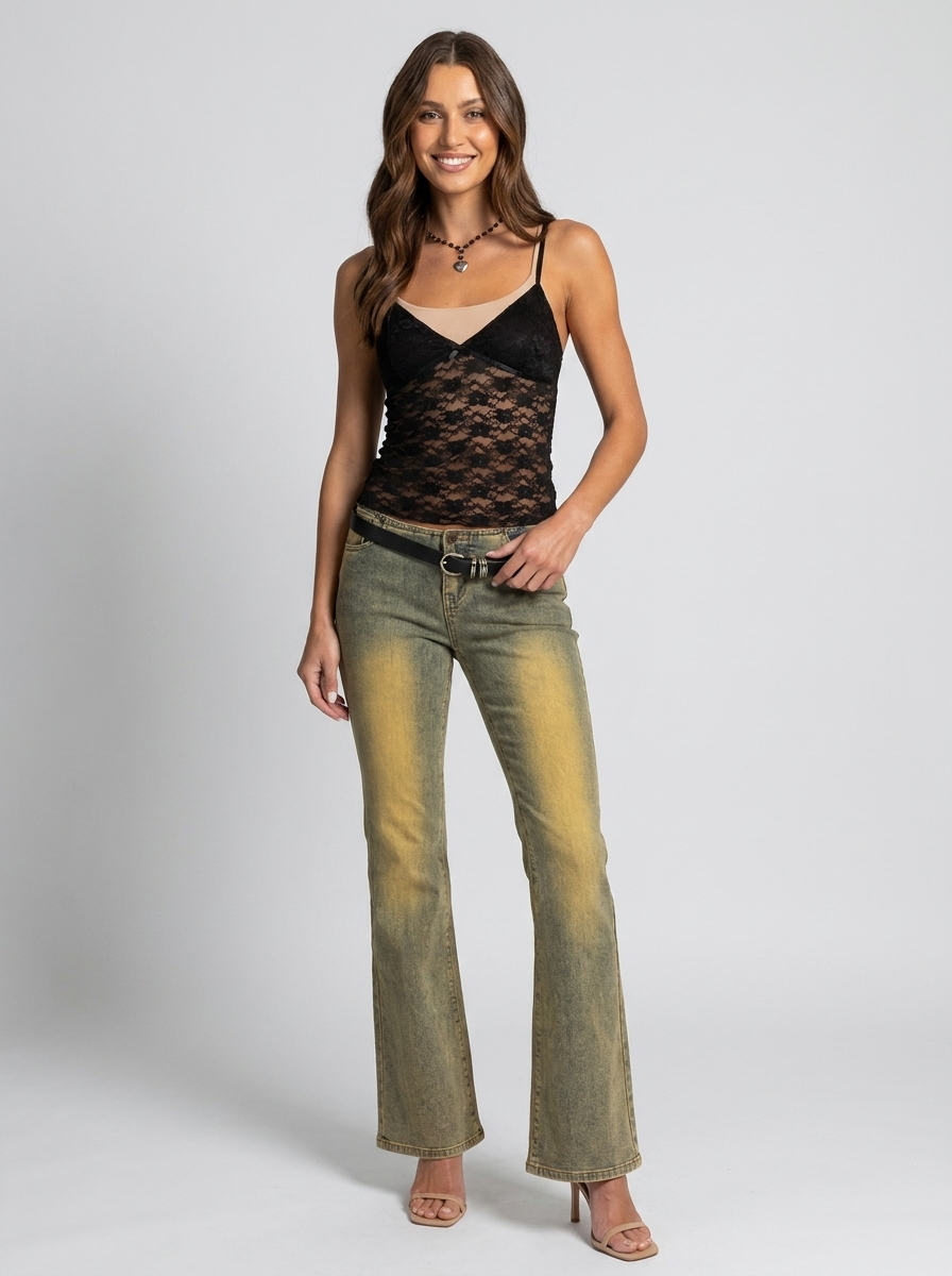 MERIBEL | LACE TOP - Black
