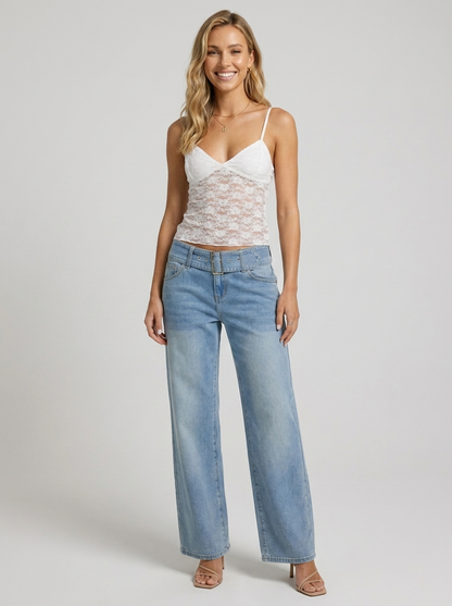 MERIBEL | LACE TOP - White