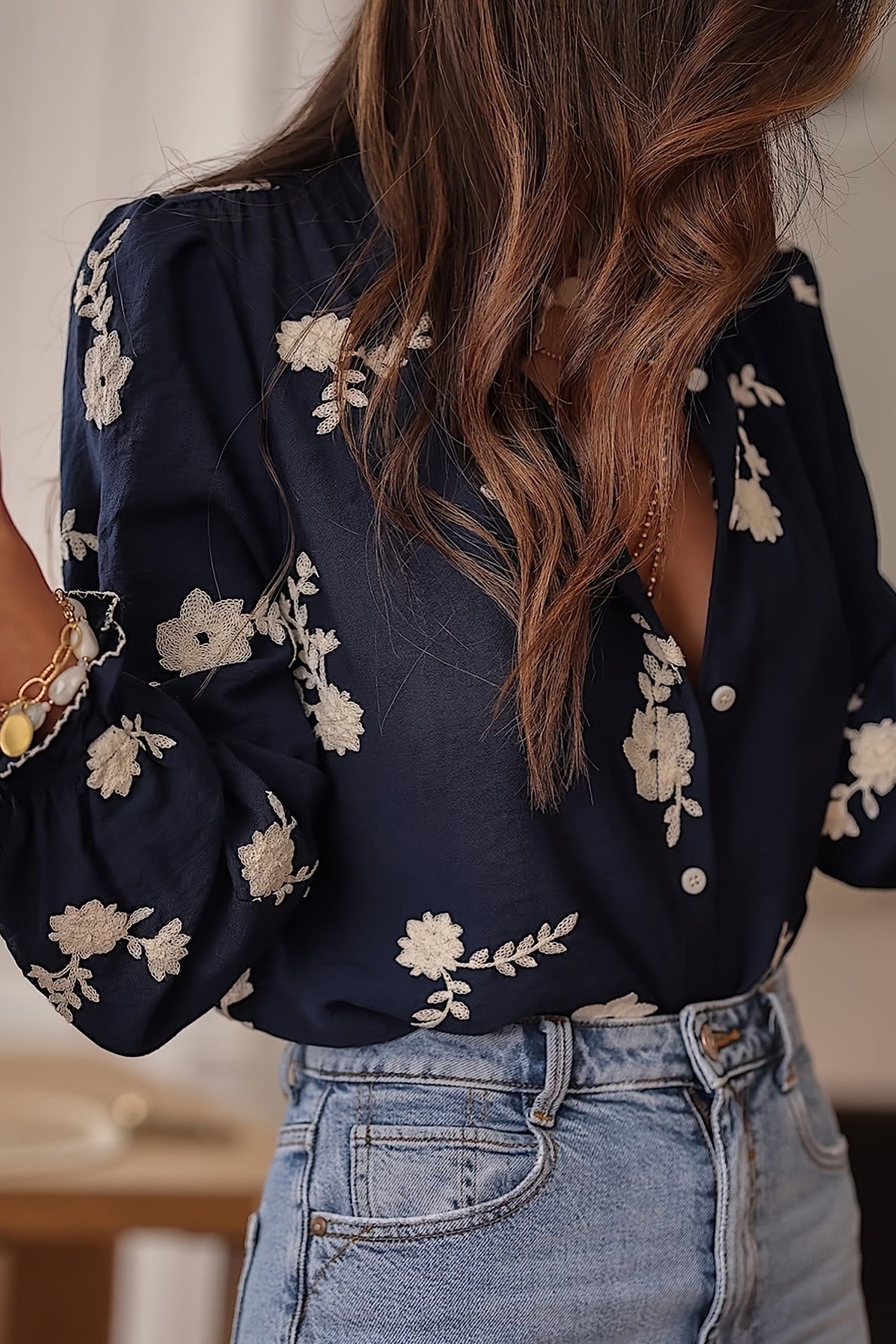 MICHELINE | FLORAL BLOUSE - Blue
