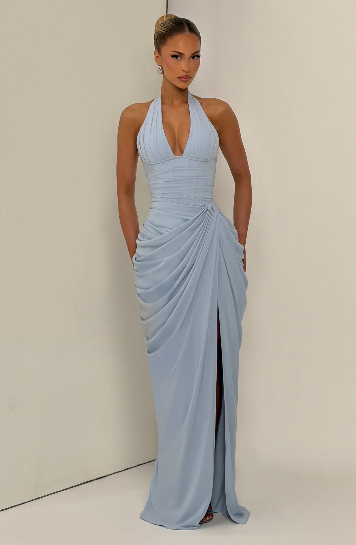 MINETTE | HALTER MAXI DRESS - Baby Blue