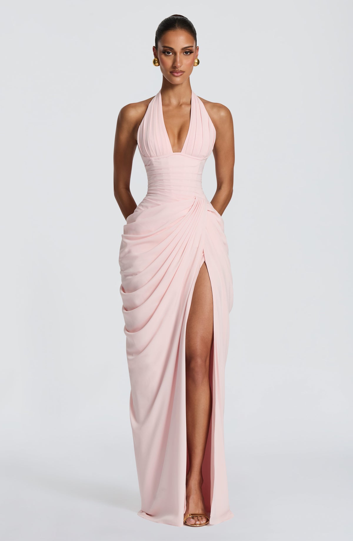 MINETTE | HALTER MAXI DRESS - Blush Pink