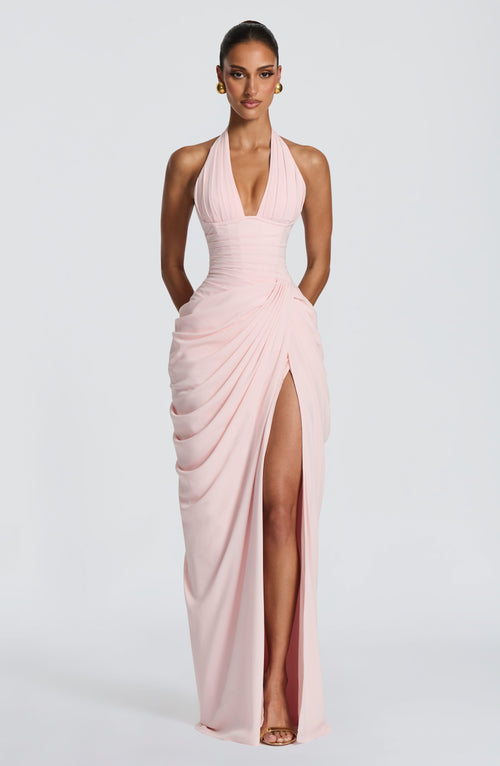 MINETTE | HALTER MAXI DRESS - Blush Pink