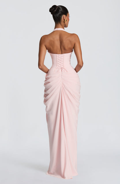 MINETTE | HALTER MAXI DRESS - Blush Pink