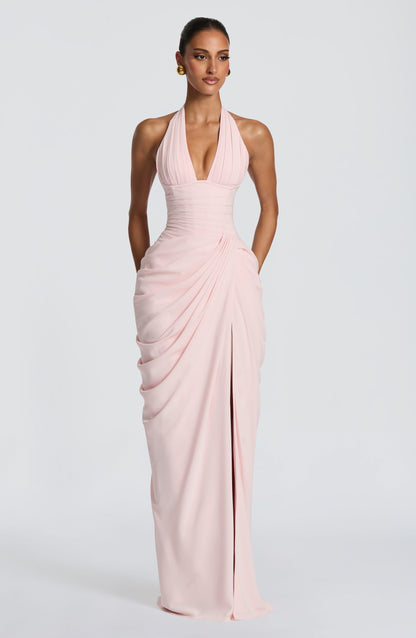 MINETTE | HALTER MAXI DRESS - Blush Pink