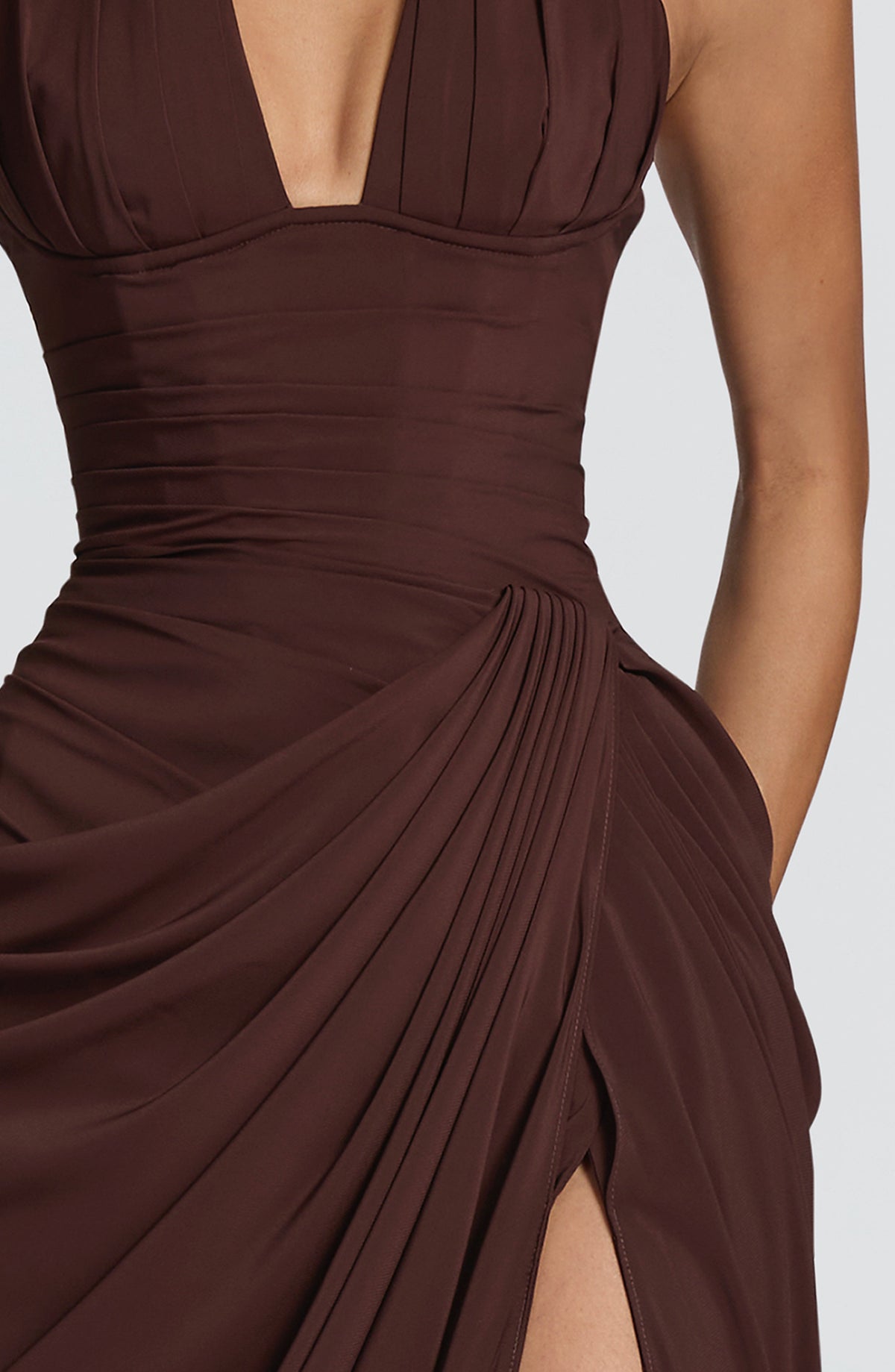 MINETTE | HALTER MAXI DRESS - Chocolate Brown