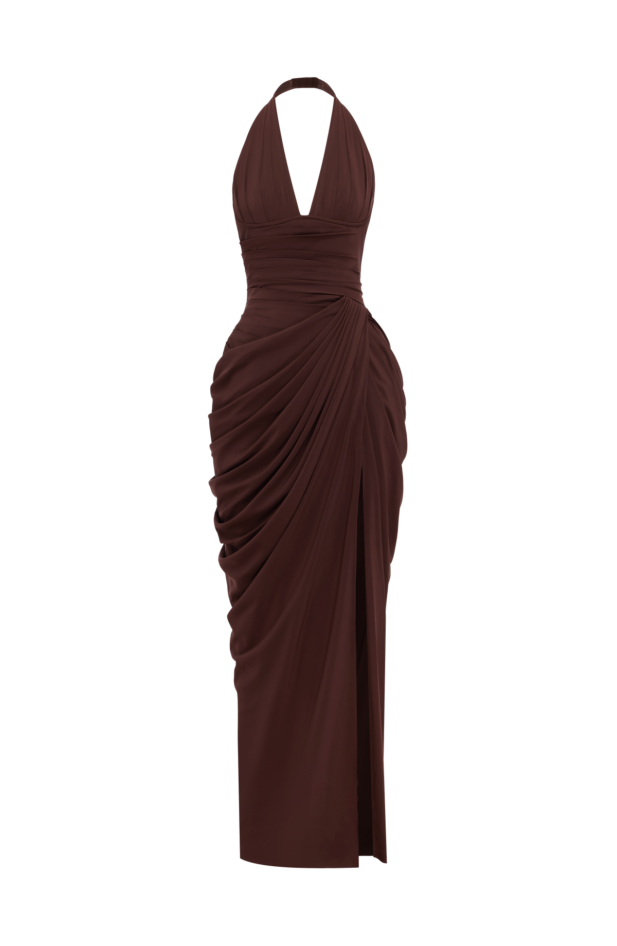 MINETTE | HALTER MAXI DRESS - Chocolate Brown