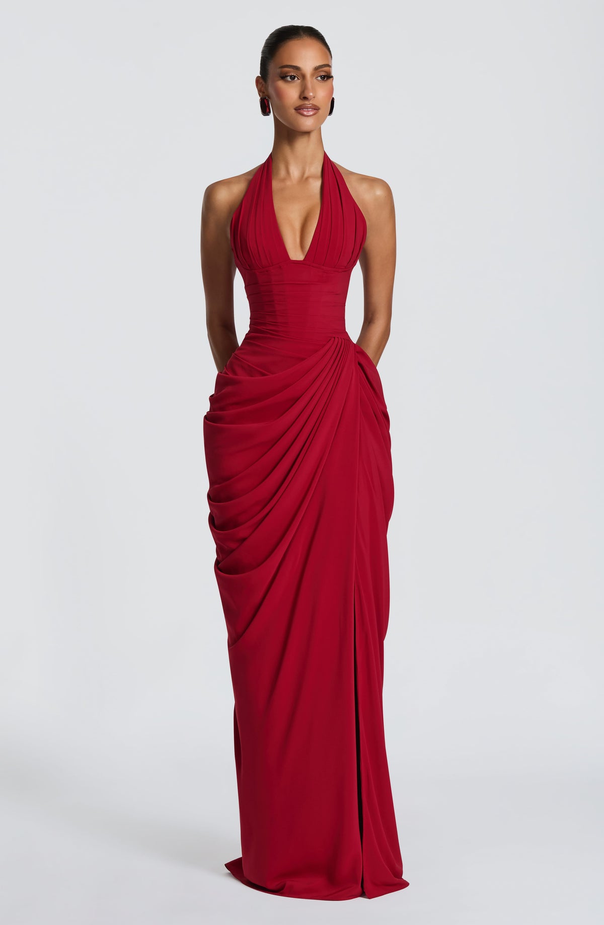 MINETTE | HALTER MAXI DRESS - Deep Red