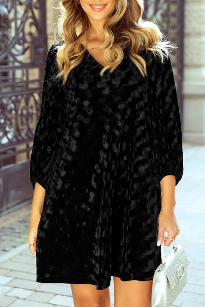 MINNA | BALLOON SLEEVE VELVET MINI DRESS - Black