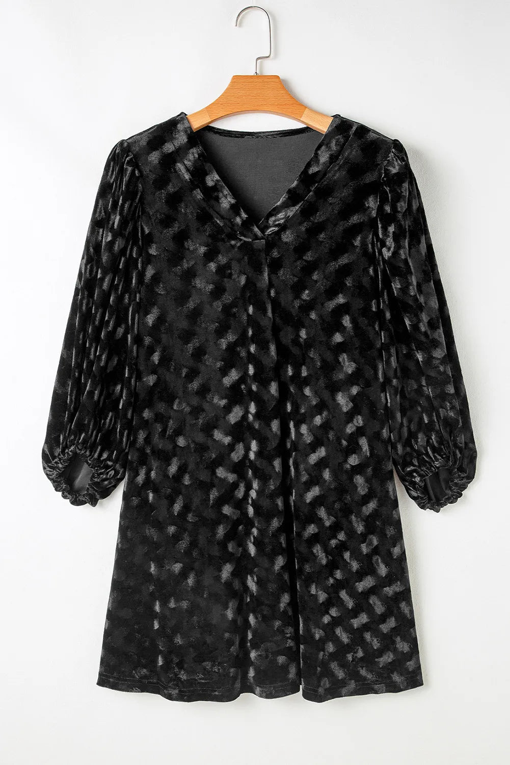 MINNA | BALLOON SLEEVE VELVET MINI DRESS - Black