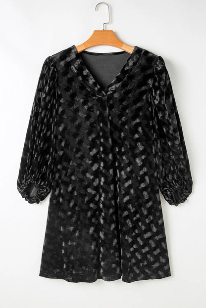 MINNA | BALLOON SLEEVE VELVET MINI DRESS - Black