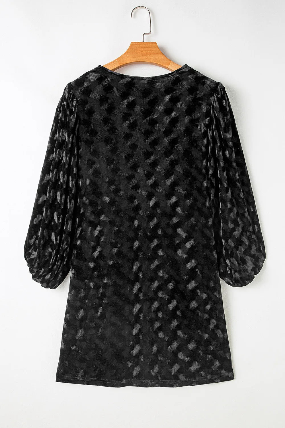 MINNA | BALLOON SLEEVE VELVET MINI DRESS - Black