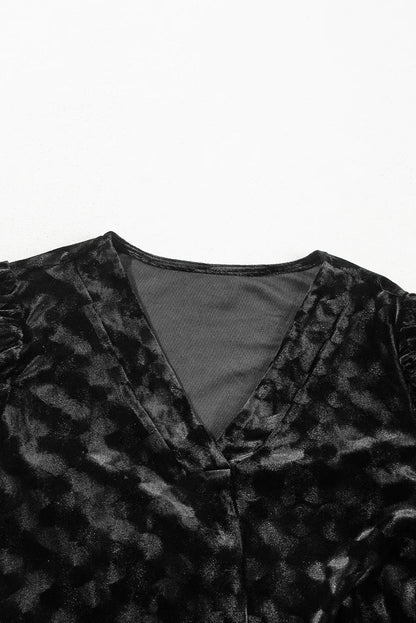 MINNA | BALLOON SLEEVE VELVET MINI DRESS - Black