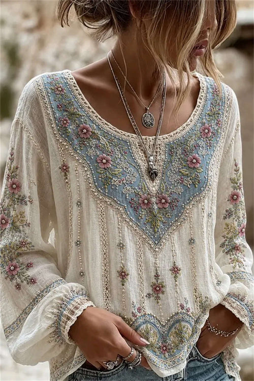 MIRELLA | EMBROIDERED BLOUSE - White
