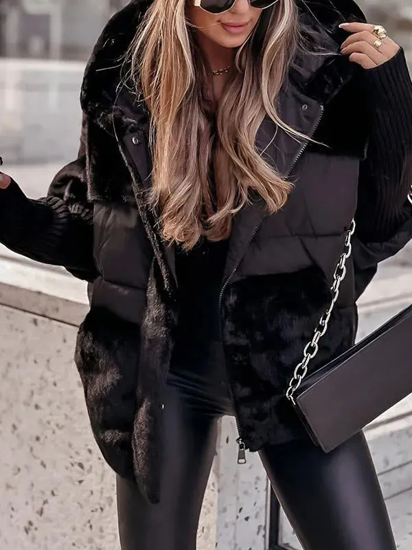 MOIRA | HOODED PUFFER JACKET - Black