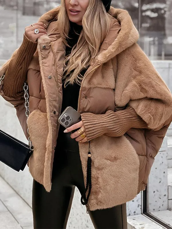 MOIRA | HOODED PUFFER JACKET - Camel